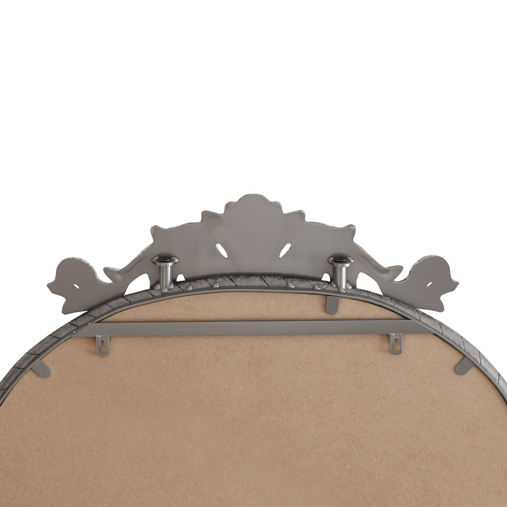 Vintage Arched Full Body Mirror with Carved Applique - Bronze or Pearl Silver