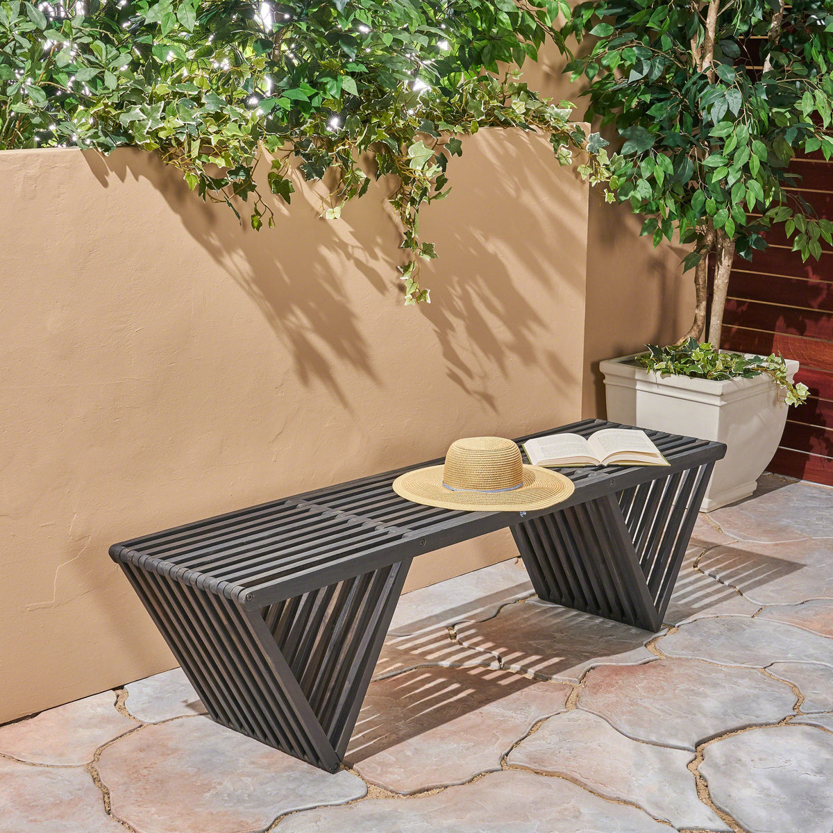 Metropol Bench Patio Seating with Modern Design - Gray