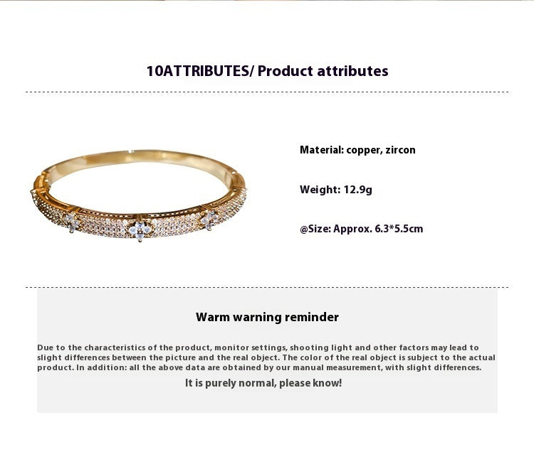 Zircon Flower Bracelet Stylish, Simple, and Versatile