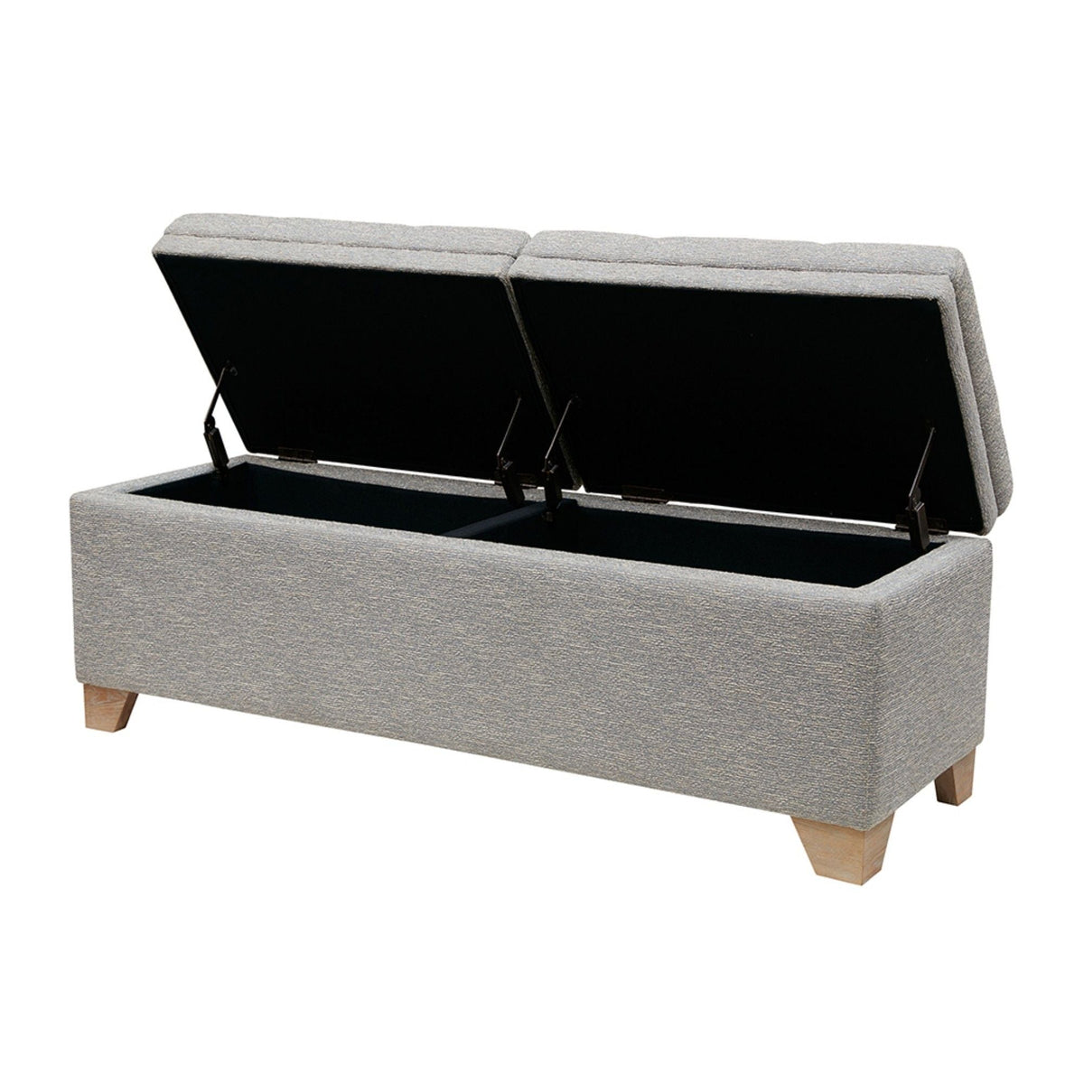 Soft Close Upholstered Storage Bench with Split-Top Access - Dark Gray