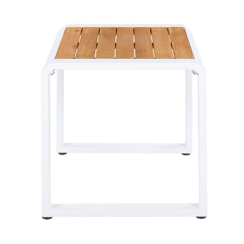 Outdoor Side Table with Teak Wood Top – Acacia & Iron Frame