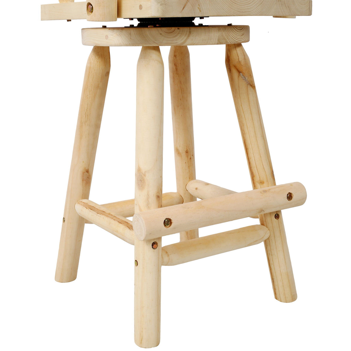 Rustic Bar Stool with Wide Armrest and 360° Swivel - Dark Brown or Light Brown
