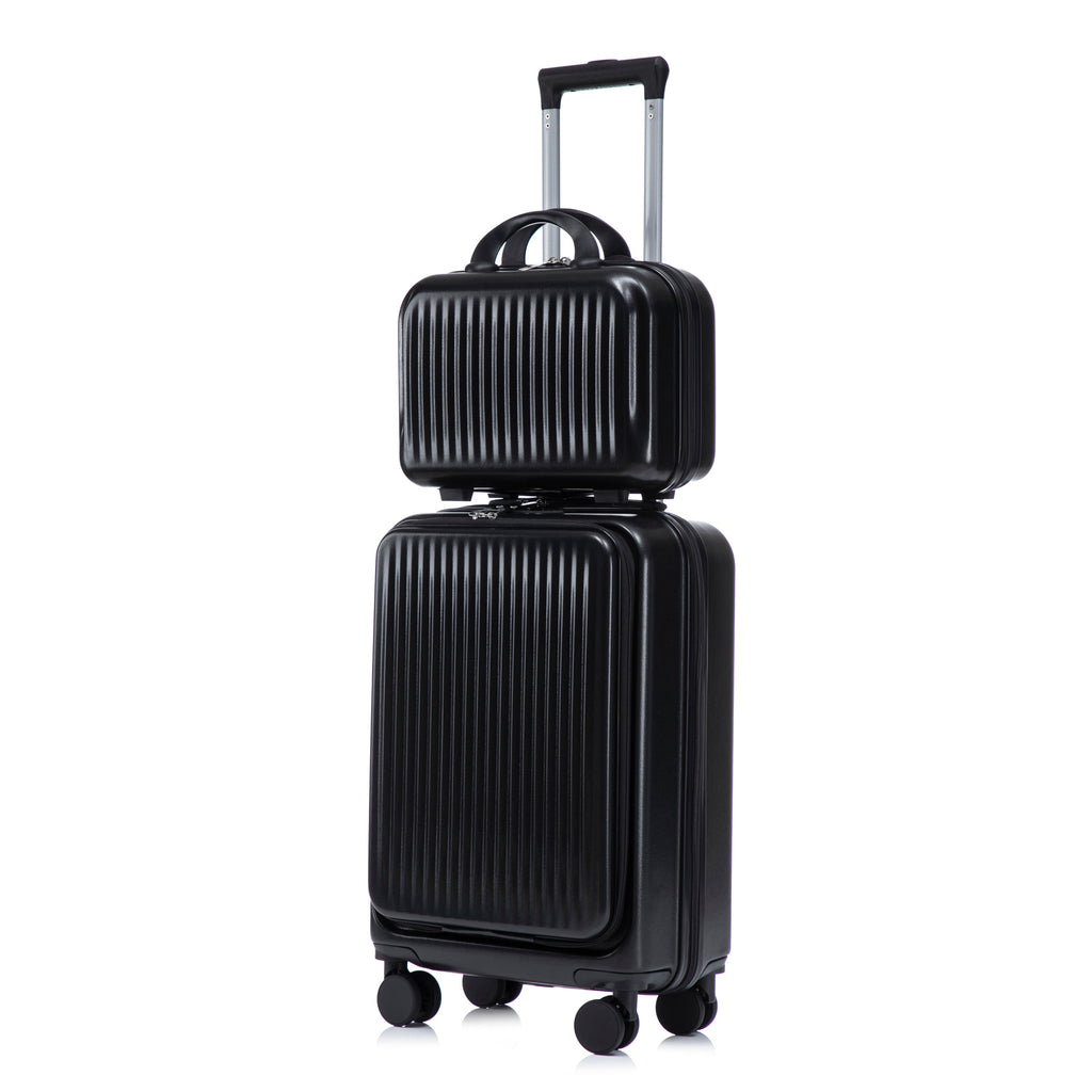 ABS Spinner Wheel Luggage Set with Cosmetic Case - Black