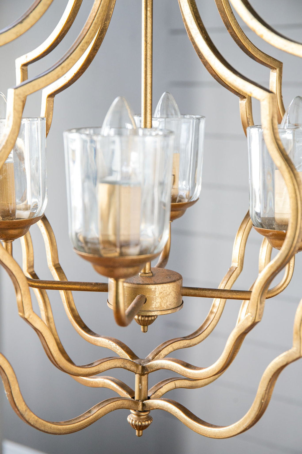 4 Light Metal Chandelier, Hanging Light Fixture - Gold