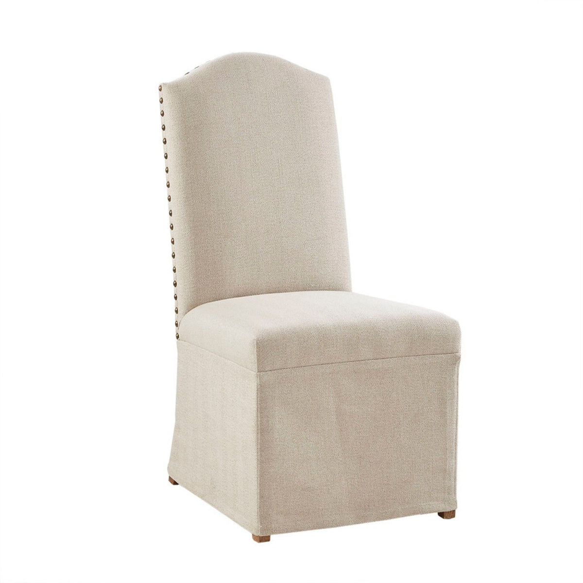 Dining Chair With Skirts Set of 2 with Solid Wood Frame - Beige