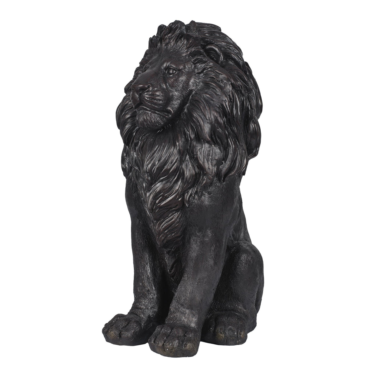 Modern Black Lion Statue with Matte Finish - 24.6" High