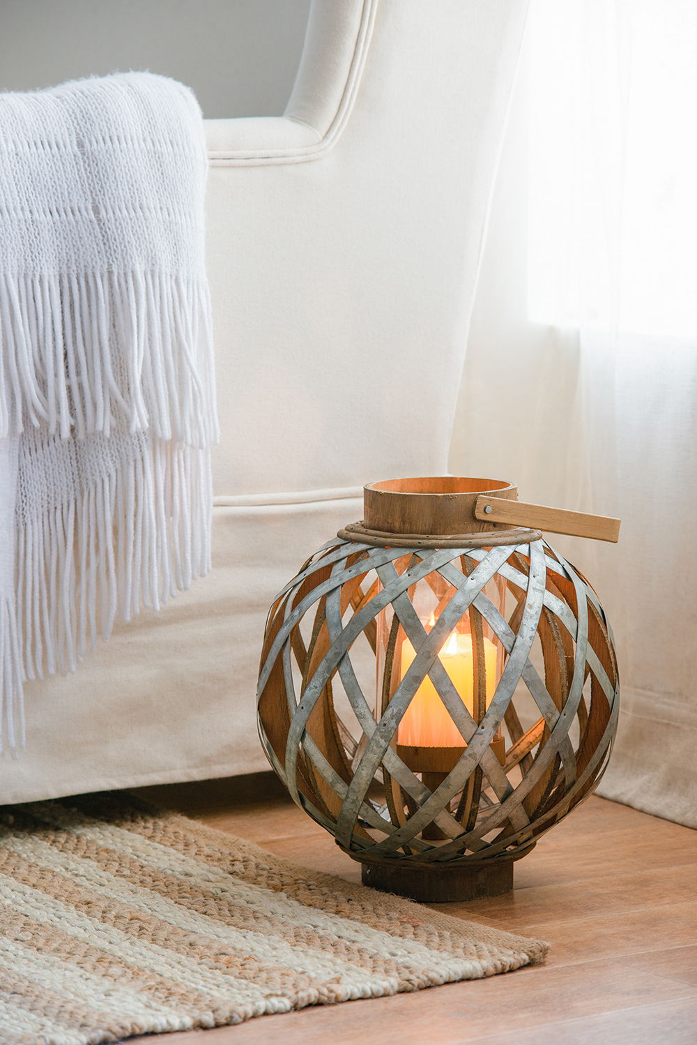 Decorative Lantern With Handle - Silver
