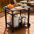 2-Tier Outdoor Grill Cart with Stainless Steel Top - Black