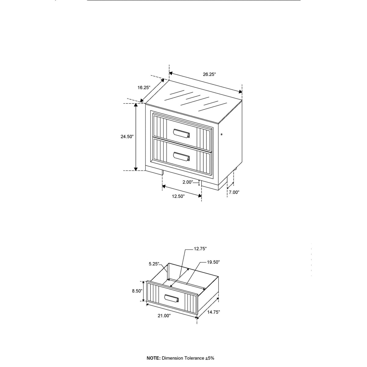Isaiah - Nightstand With Upholstered Frame