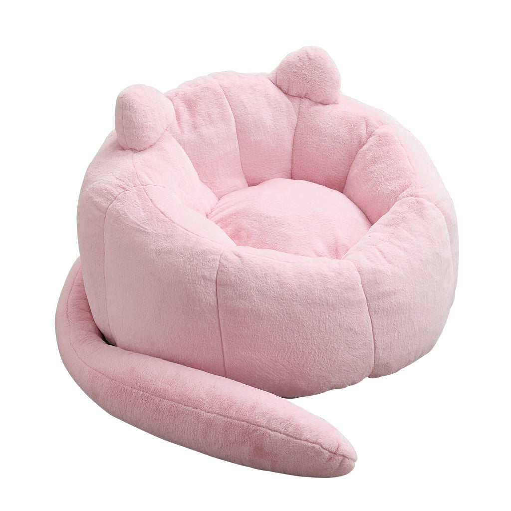 Cat Shaped Bean Bag Sofa with Long Tail - Faux Fur
