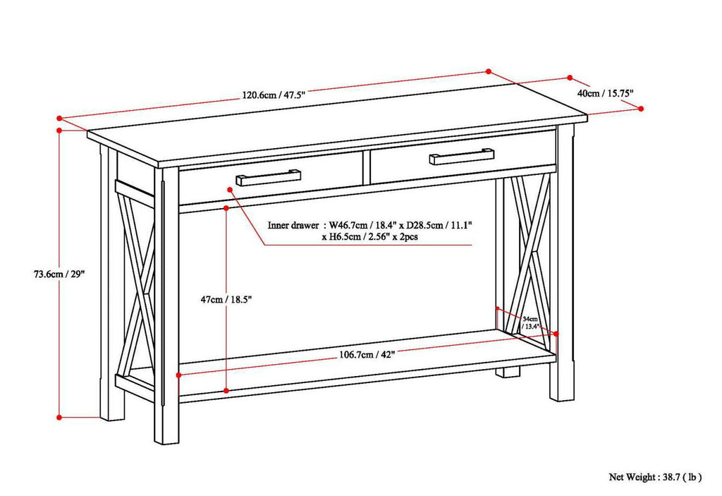 Handcrafted Console Table with Drawer Storage - Multiple Colors