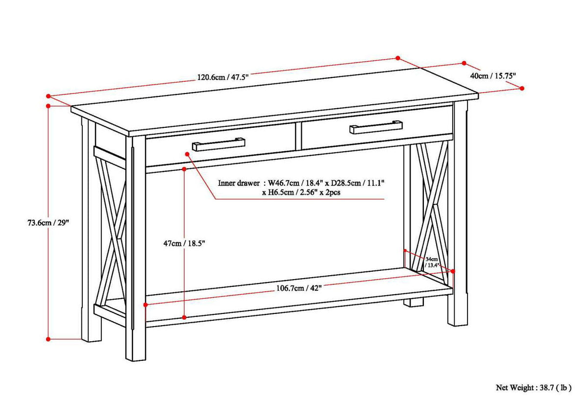 Handcrafted Console Table with Drawer Storage - Multiple Colors
