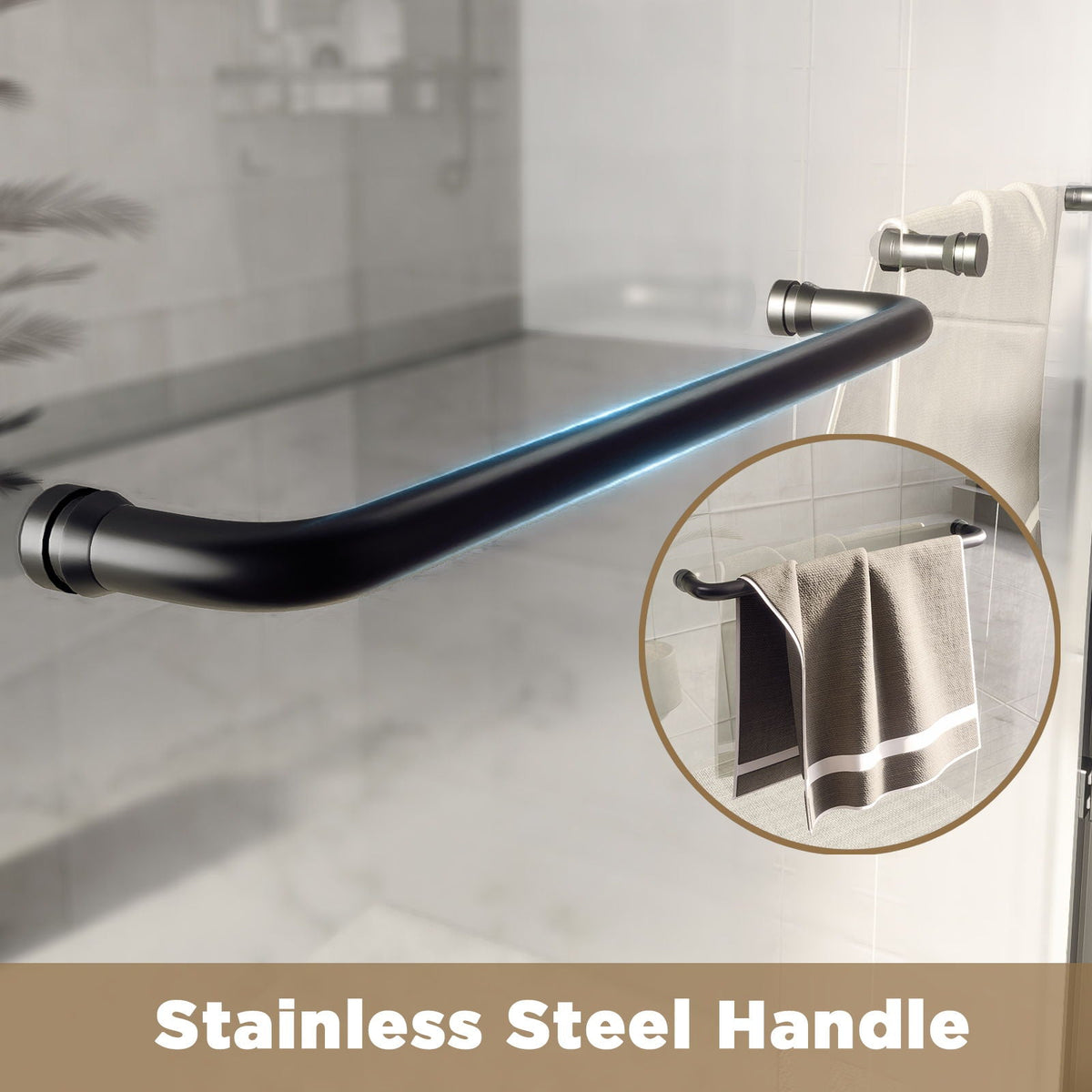 Double Sliding Shower Door with Explosion Proof Film - Black, Gray, or Dark Gray