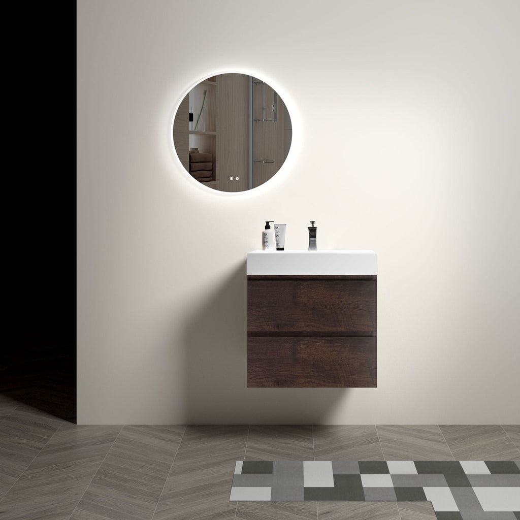 Alice Wall-Mounted Bathroom Vanity with Integrated Sink - Black or White
