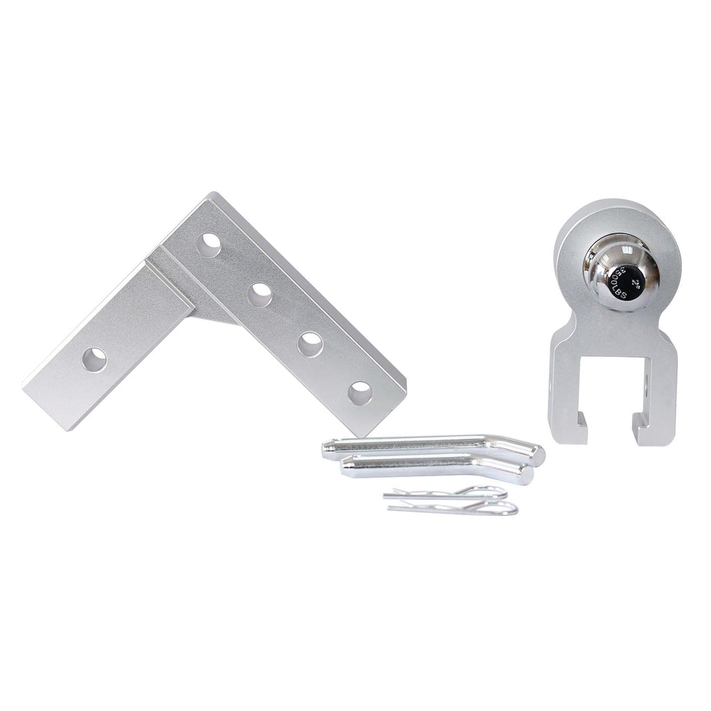 Alu - Adjustable Trailer Drop Hitch With 2" Receiver, 6" Adjustable - Silver