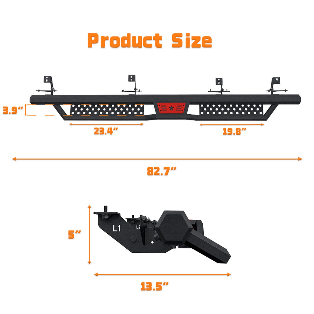 Hexagonal Style Running Boards with Carbon Steel Construction - Black