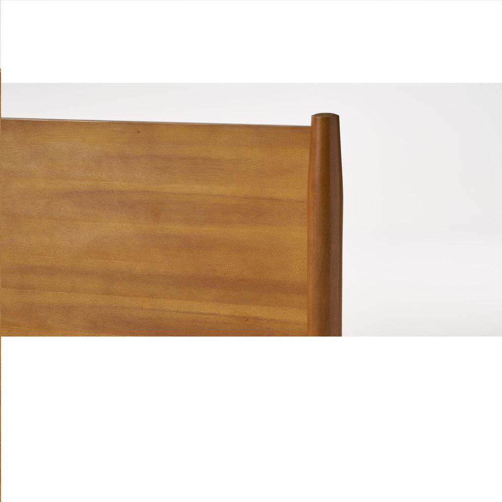 Mid-Century Wood Platform Bed with Heavy-Duty Support - Light Brown