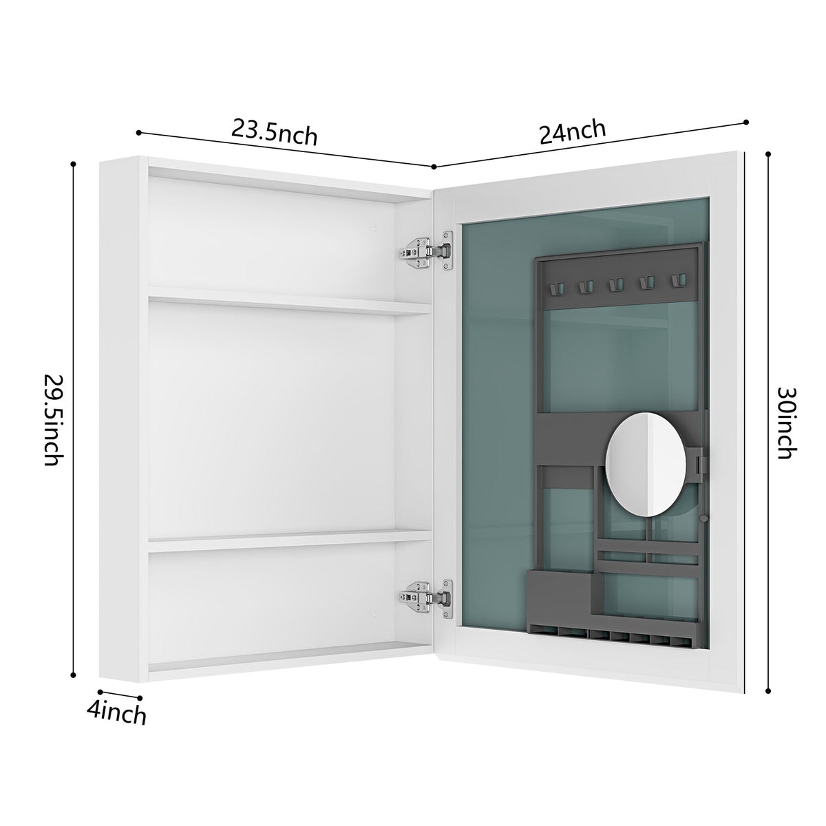 24" W x 30" H Surface Frameless Mirror Medicine Cabinet