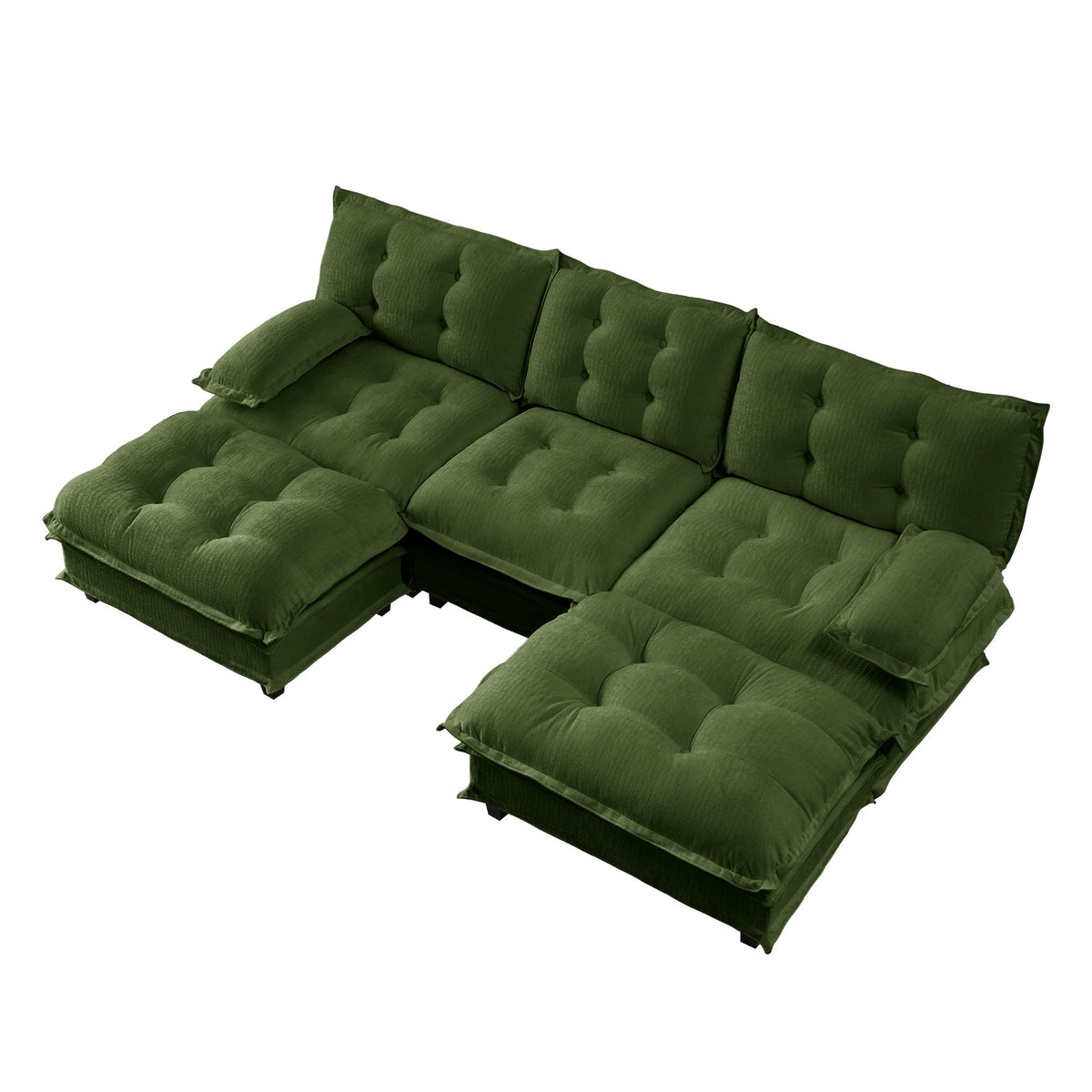 107" U Shaped Modular Sectional Sofa with Ottomans - Chenille