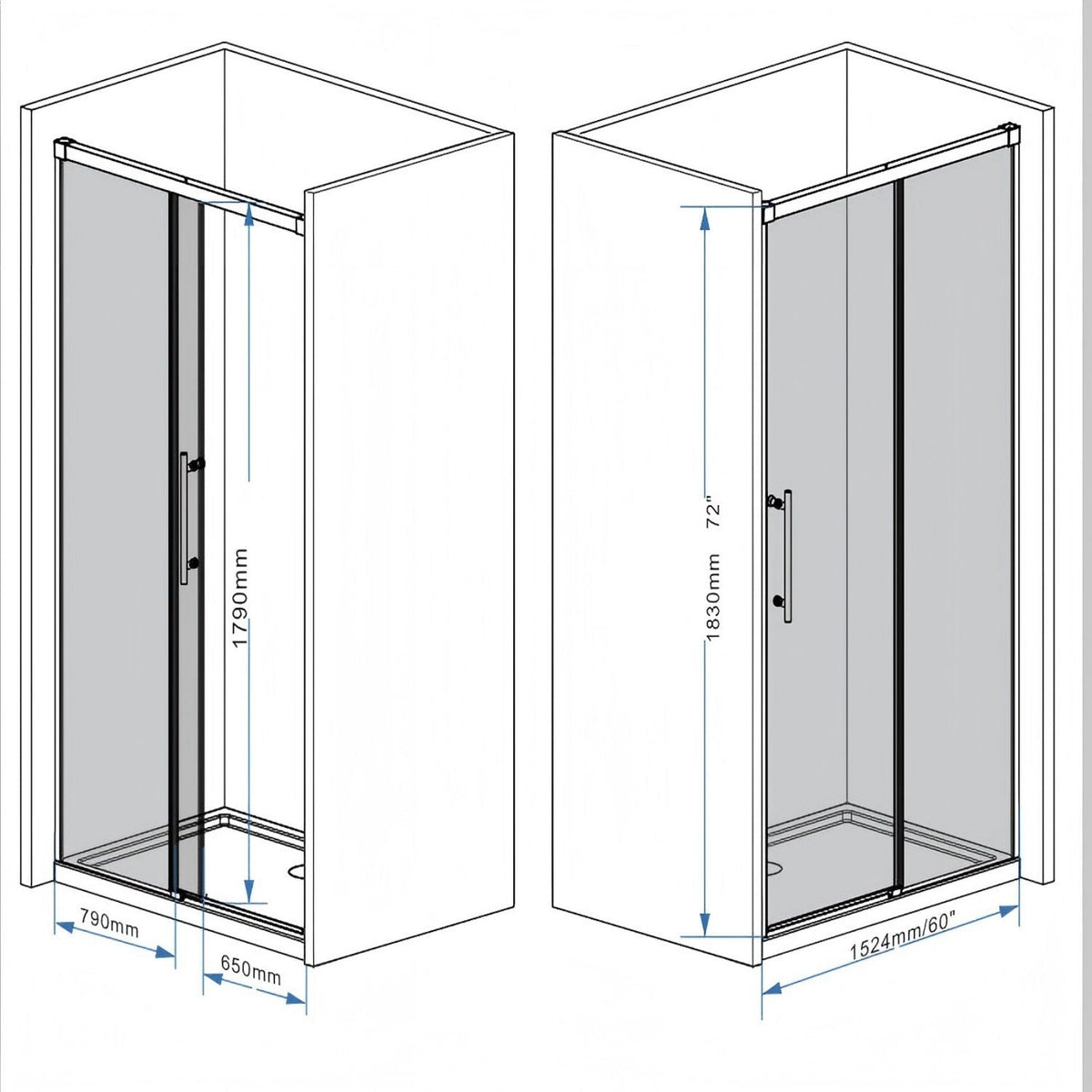 Frameless Single Sliding Shower Door With Handle