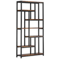 Extra Tall 7 Tier Industrial Etagere Bookcase with 10 Shelves Organizer - Dark Brown or Black
