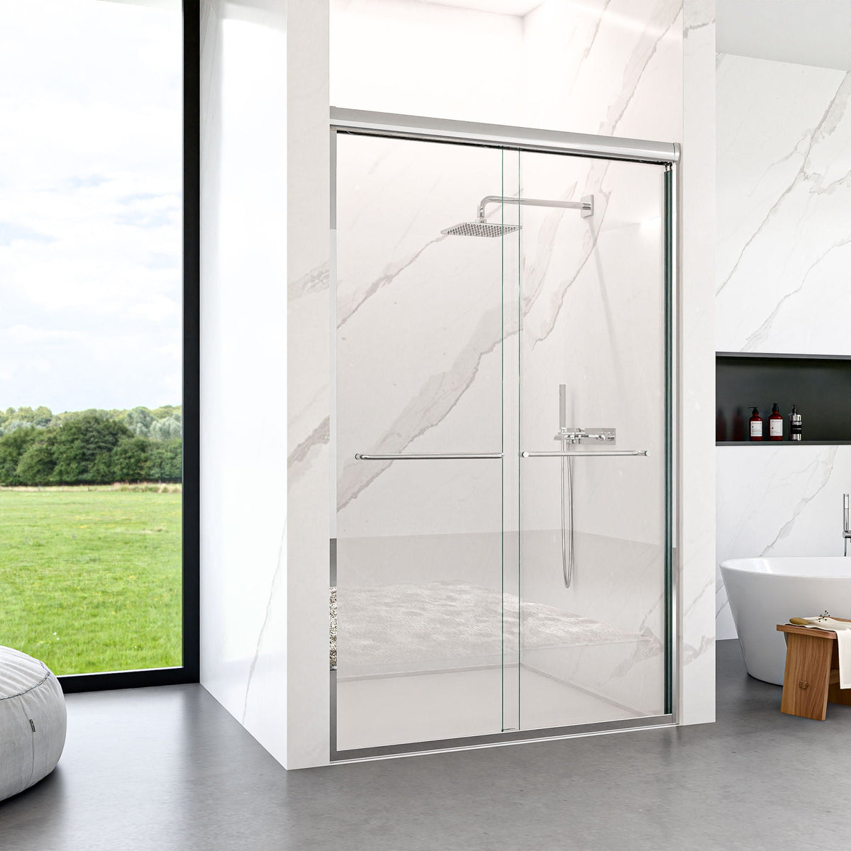 Modern Semi Frameless Double Sliding Shower Door