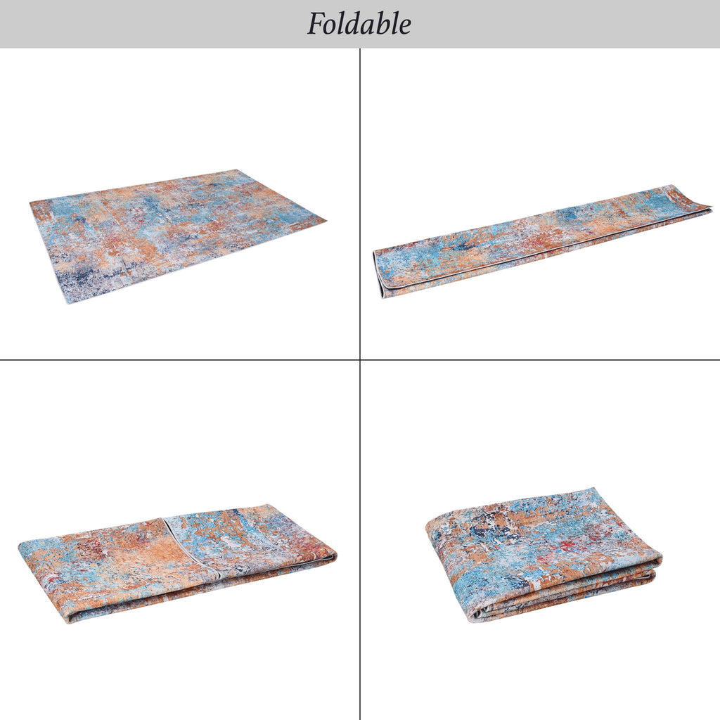 Machine Washable Area Rug with Low Pile - Light Blue, Gray, or Black