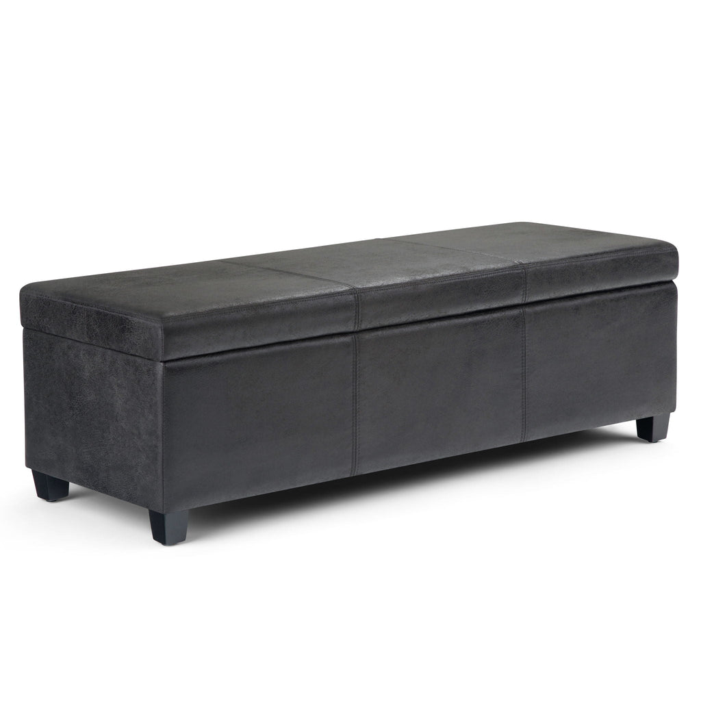 Avalon Contemporary Storage Ottoman Bench with Large Storage - Black, Dark Brown, Dark Gray