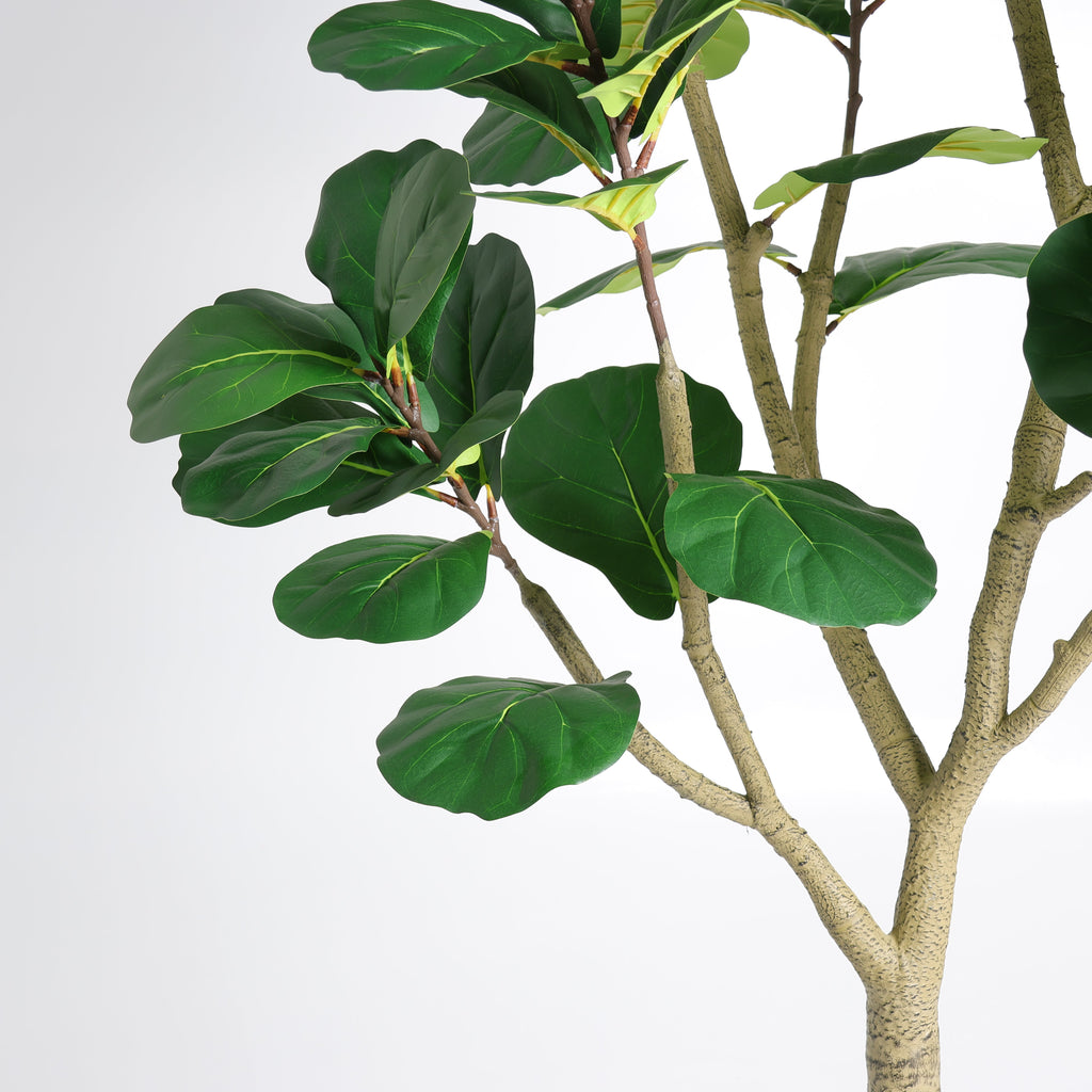 7FT Artificial Fiddle Leaf Fig Tree with Modern Black Pot - Green Leaves