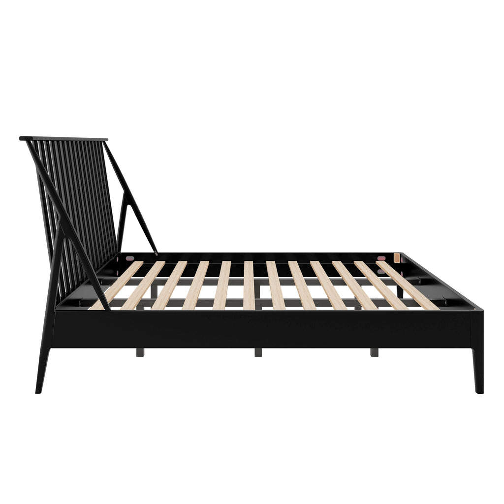 Bohemian Platform Bed with Tall Headboard - Dark Brown or Black