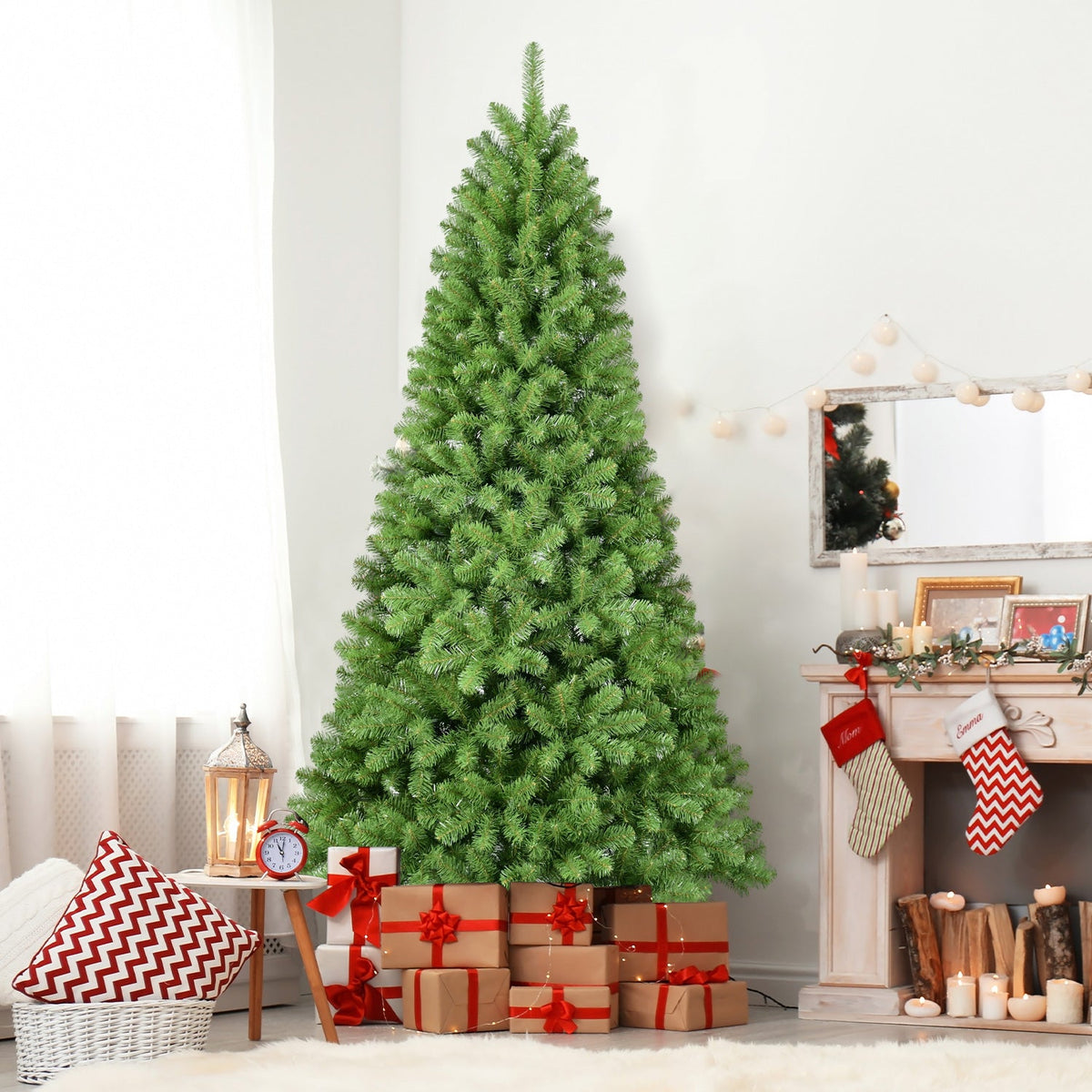 6ft Artificial Christmas Tree with Memory Wire - Hinged Easy Setup - Green
