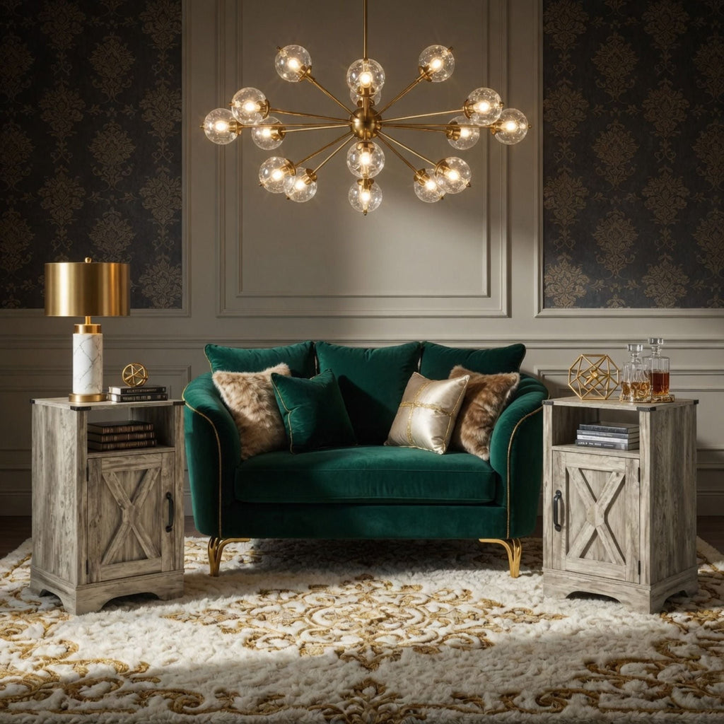 Farmhouse Nightstand with Charging Station & Storage - Multiple Colors