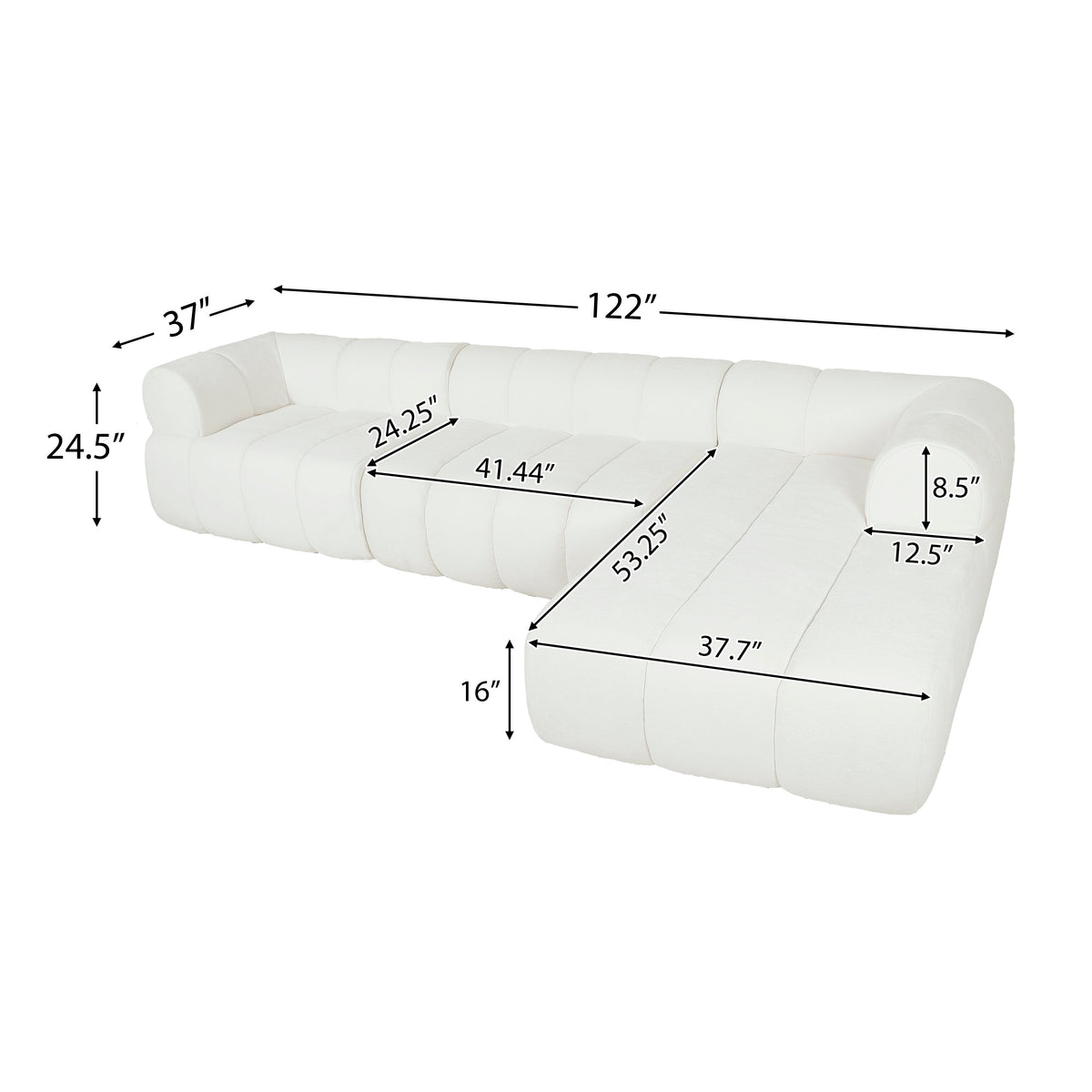 Modern L-Shaped Sectional Sofa with Chaise Lounge - Beige