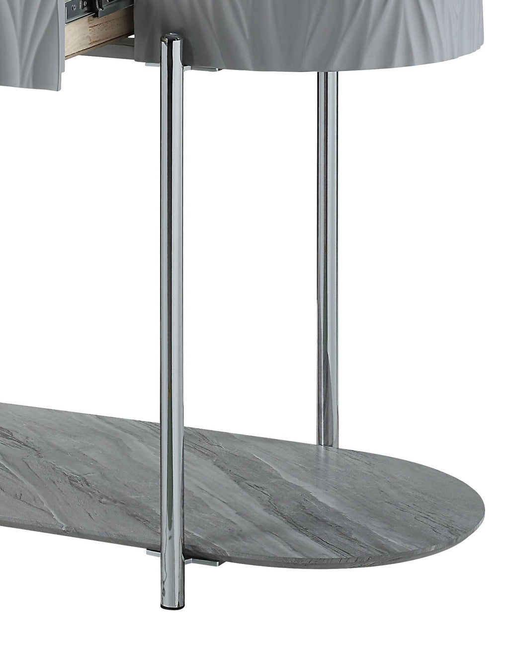 Yukino High Gloss Sofa Table with Sleek Metal Legs - Gray