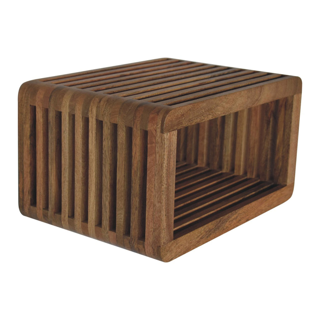 Soba Wall-Mounted Bedside Nightstand with Open Storage - Natural Mango Wood