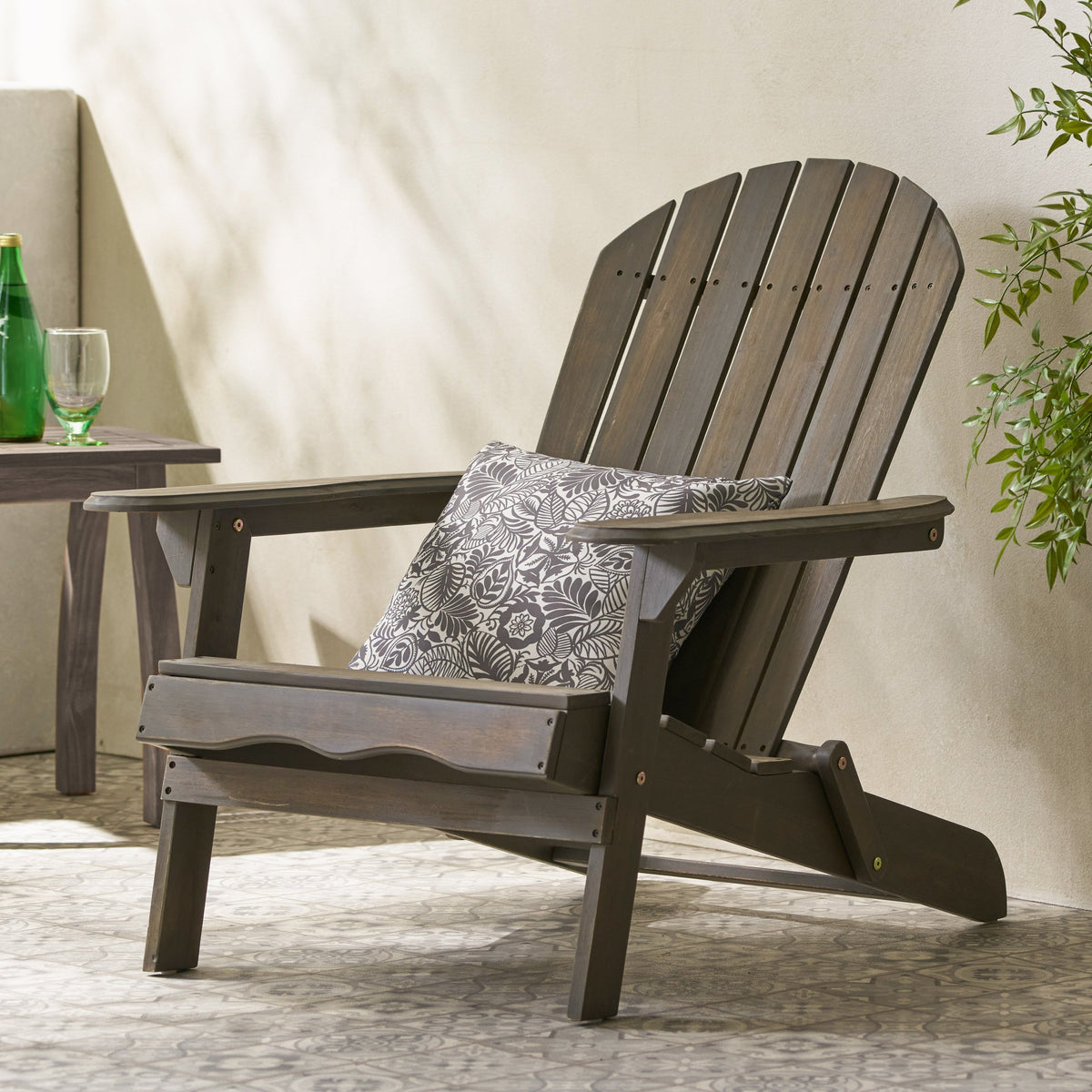 Malibu Adirondack Chair with Foldable Design - Gray