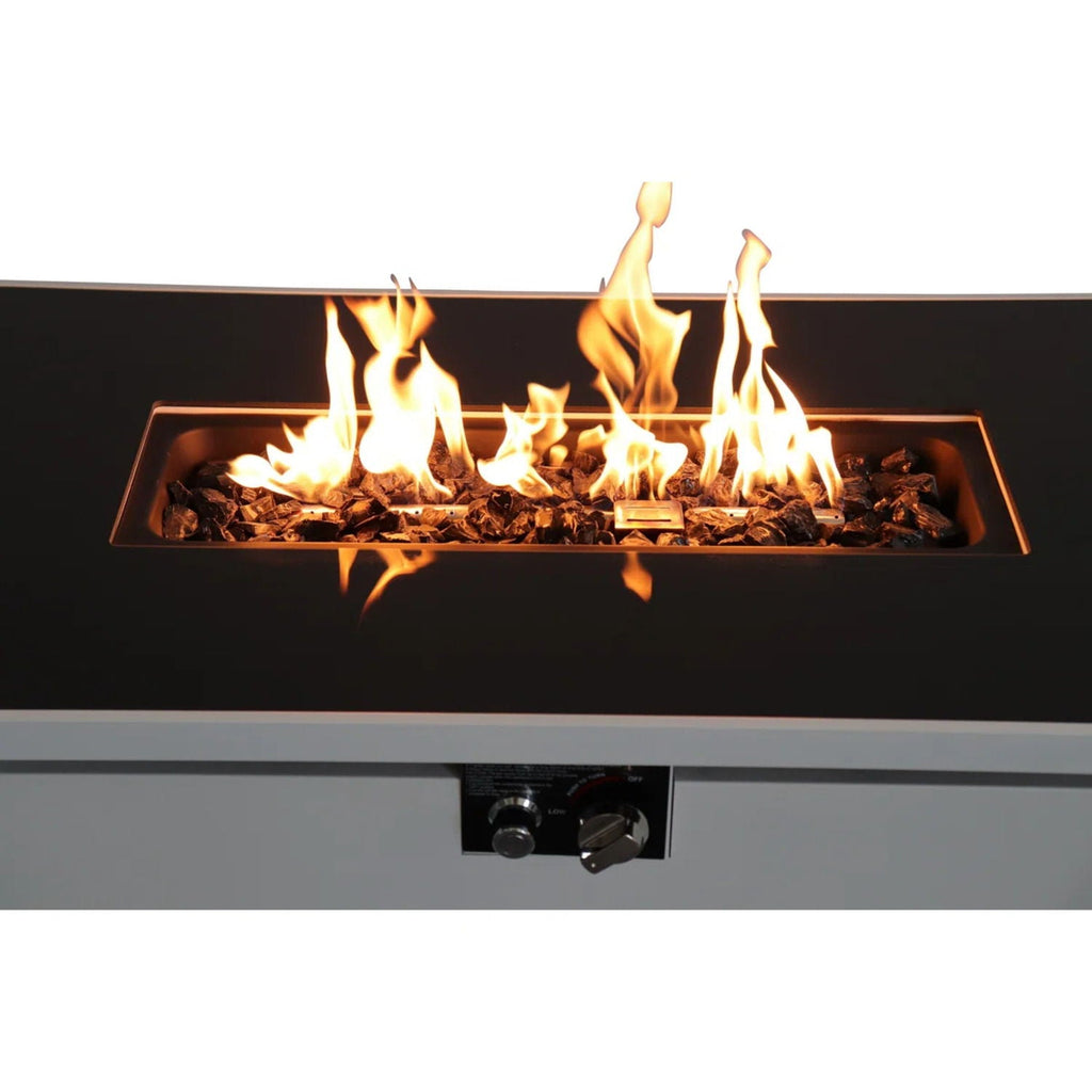 Outdoor 43" Rectangular Fire Pit Table with Adjustable Flame Control - White