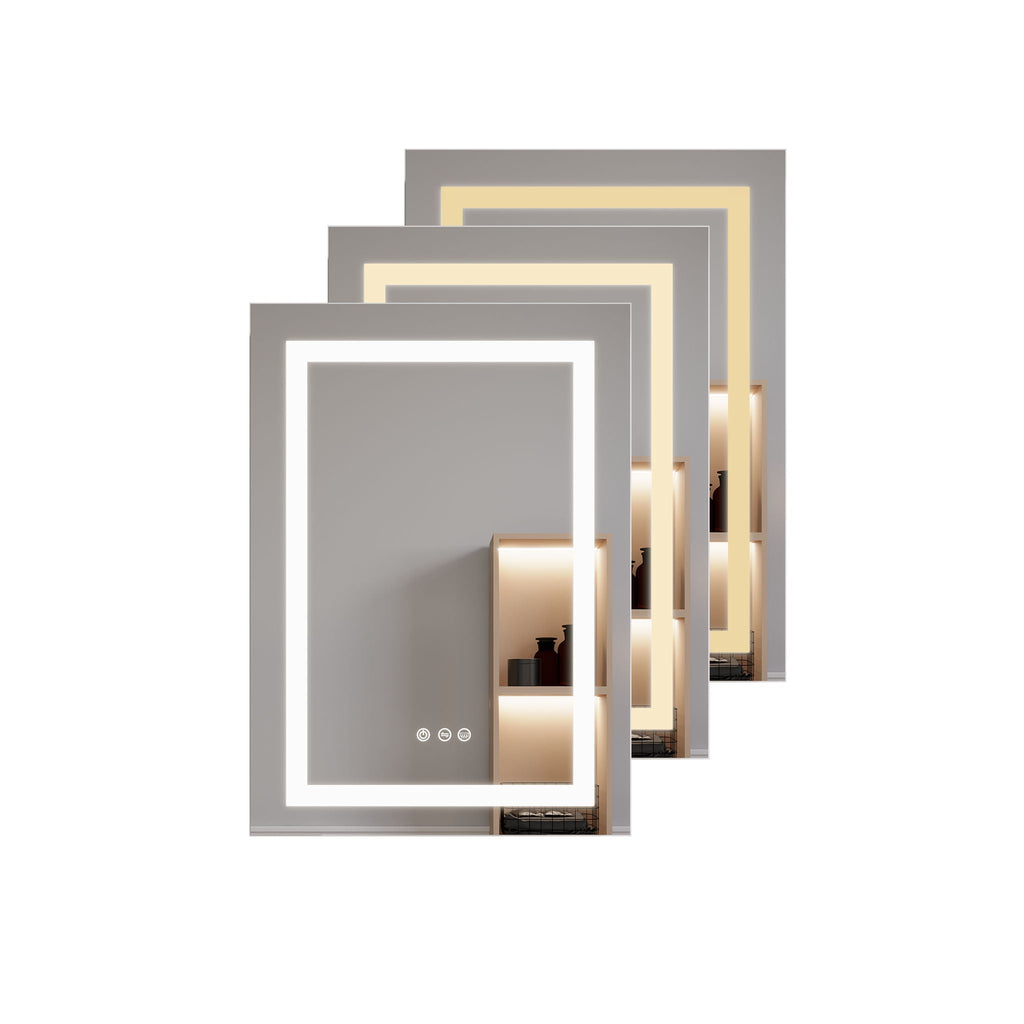 LED Medicine Cabinet with Anti-Fog Mirror and Touch Switch - Pearl Silver