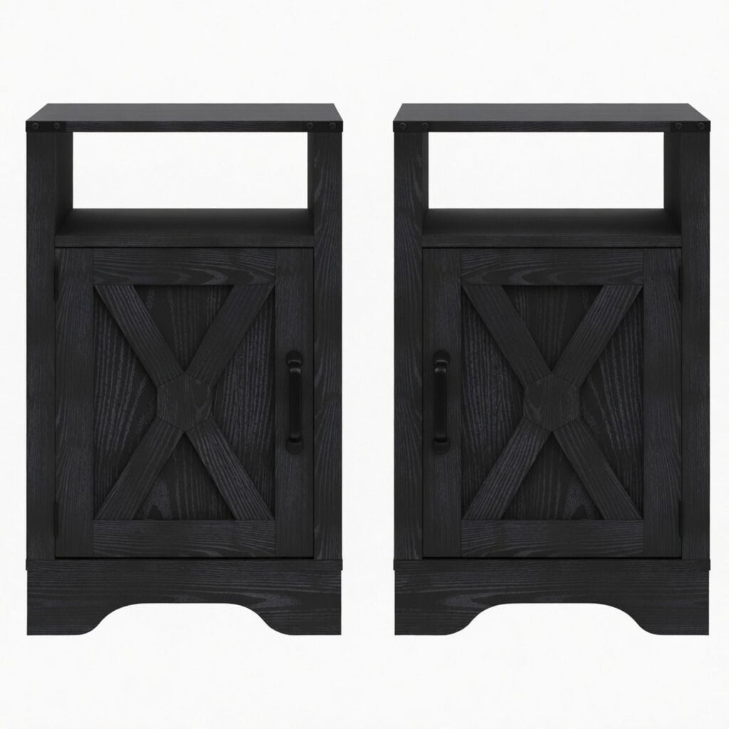 Farmhouse Nightstand with Charging Station & Storage - Multiple Colors