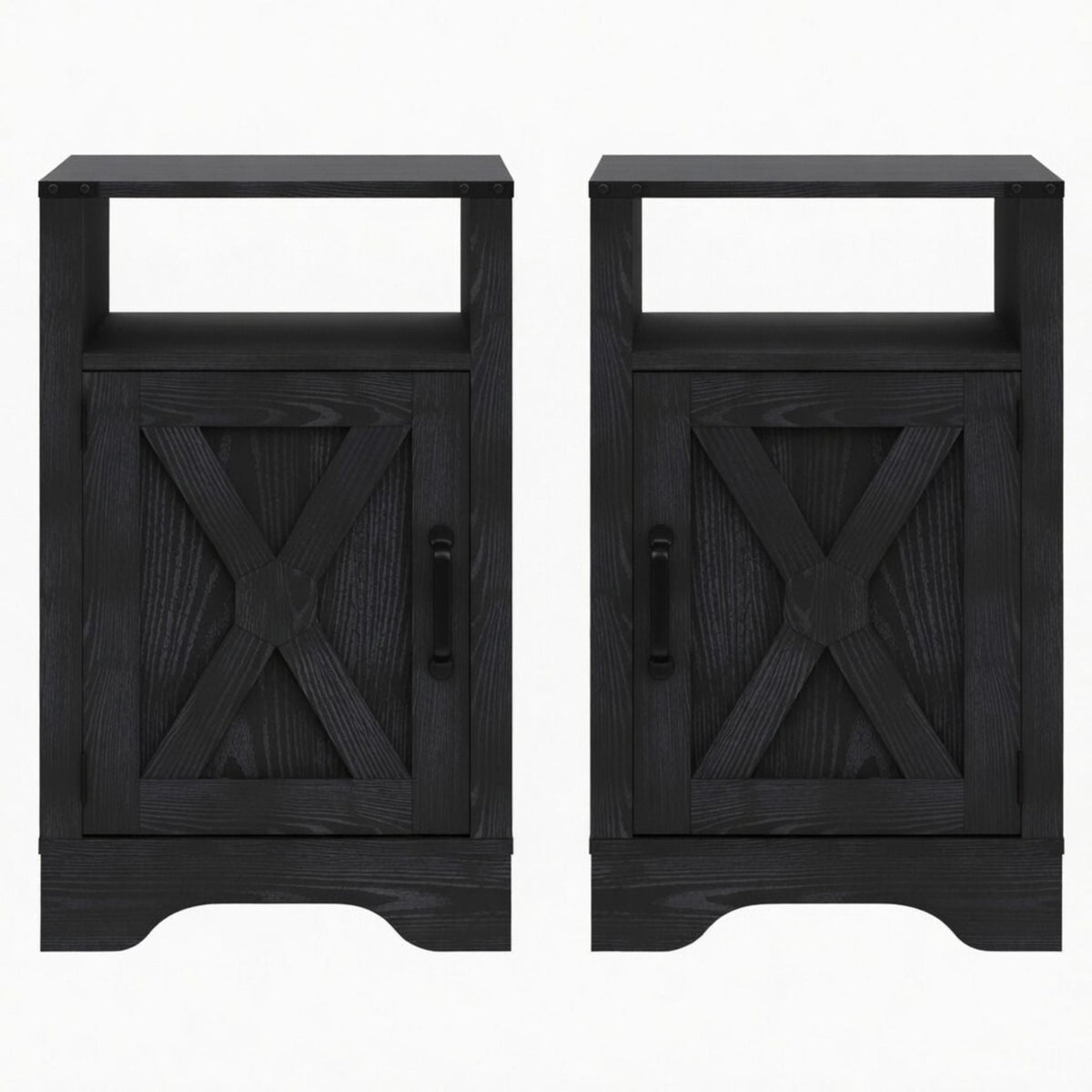 Farmhouse Nightstand with Charging Station & Storage - Multiple Colors