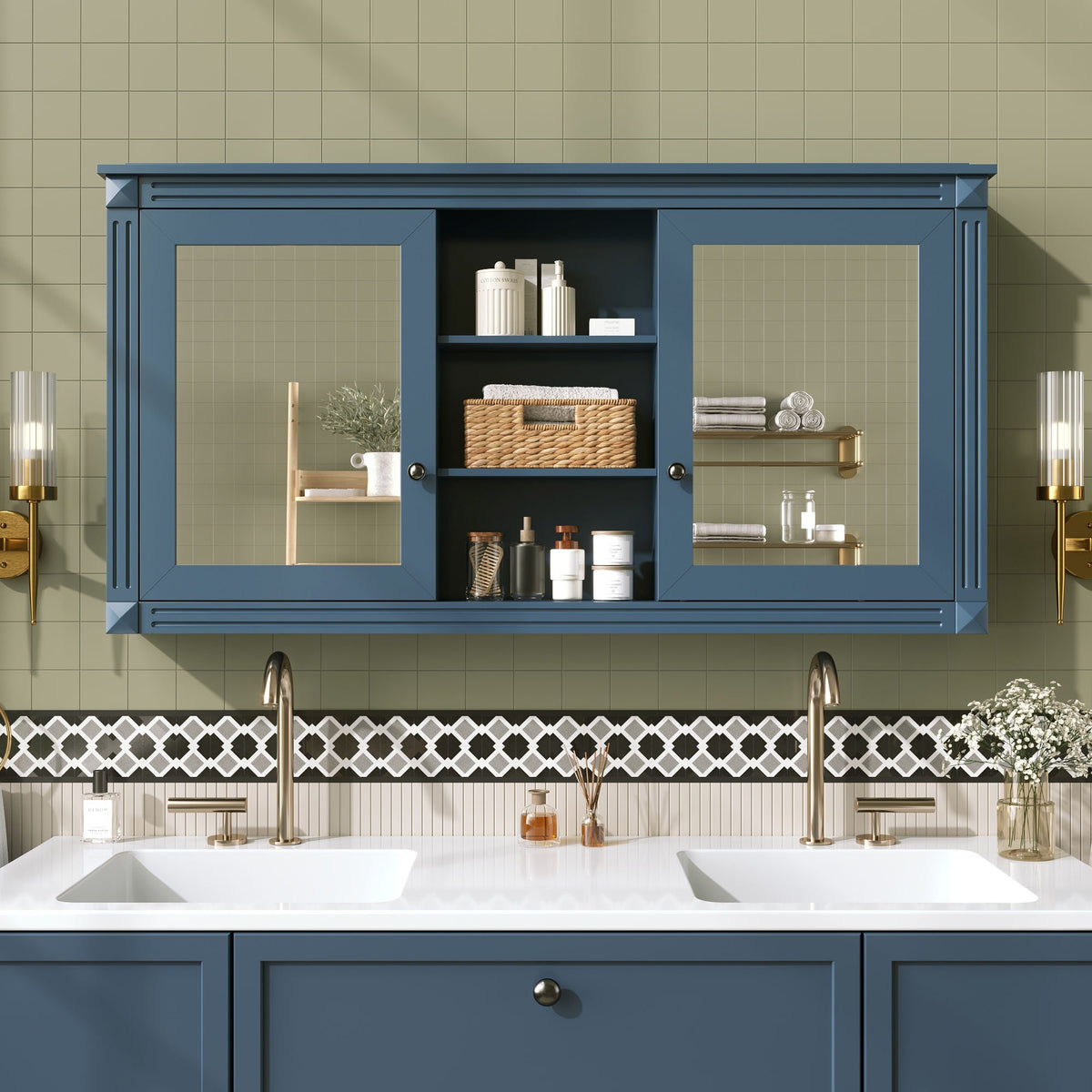 Modern Wall-Mount 2 In 1 Mirror Cabinet