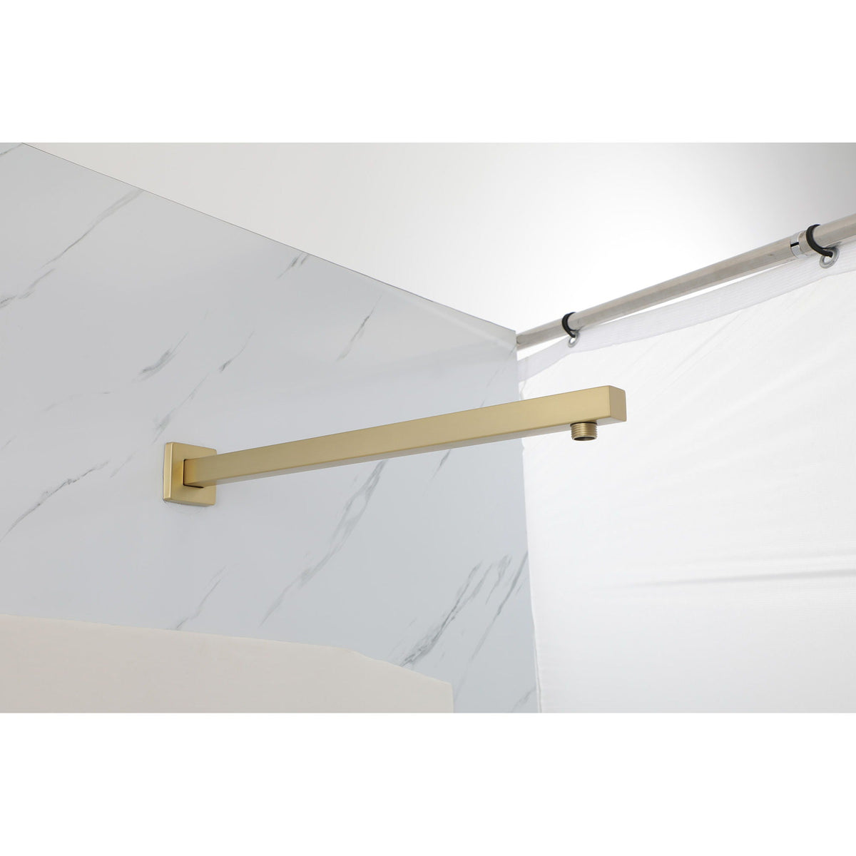 Wall Mounted Shower Arm with Flange – 16" Stainless Steel - Gold, Black, Gray