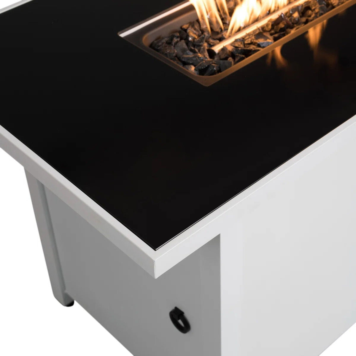Outdoor 43" Rectangular Fire Pit Table with Adjustable Flame Control - White