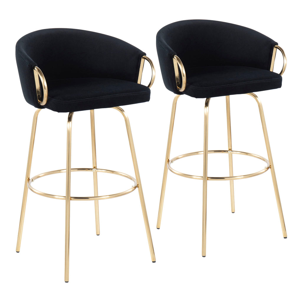 Claire Contemporary Fixed Height Bar Stool Set with Round Footrest - Multiple Colors