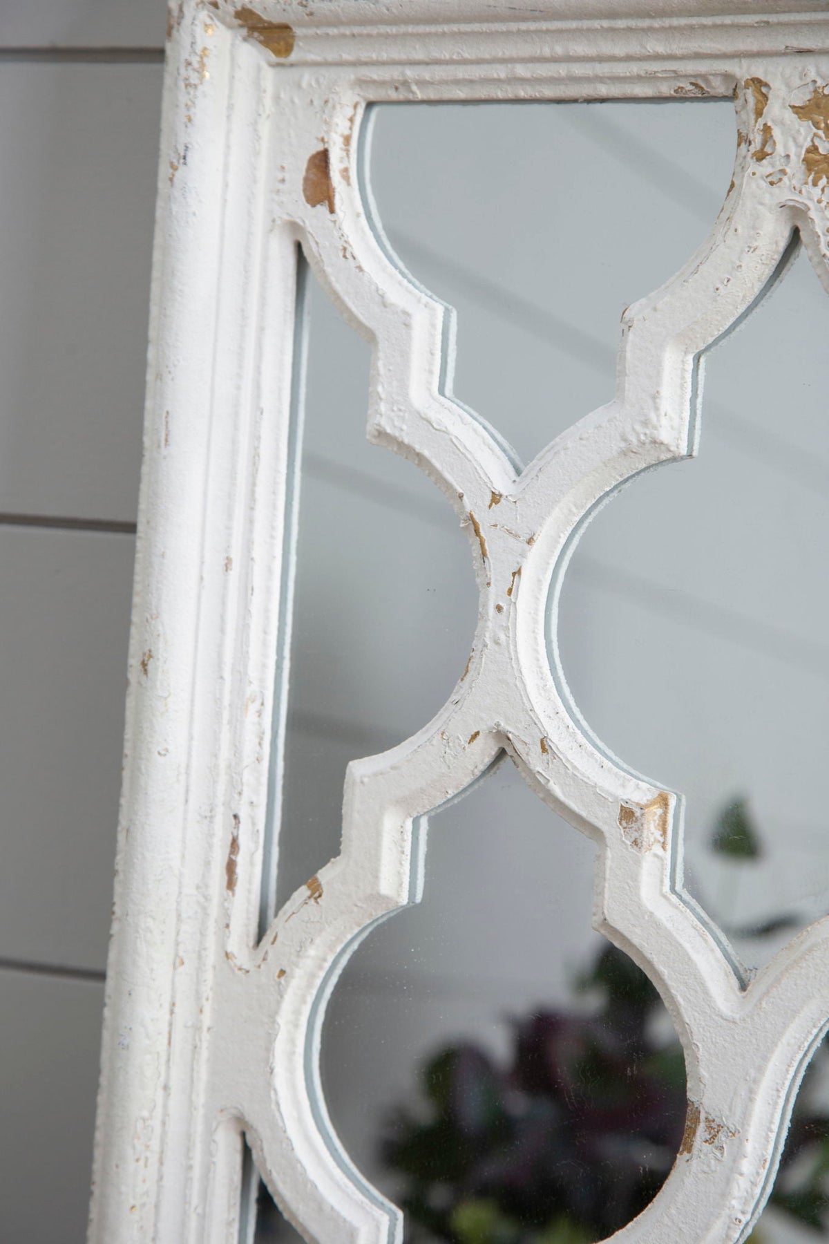 Distressed Floor Mirror with Full Body View - White