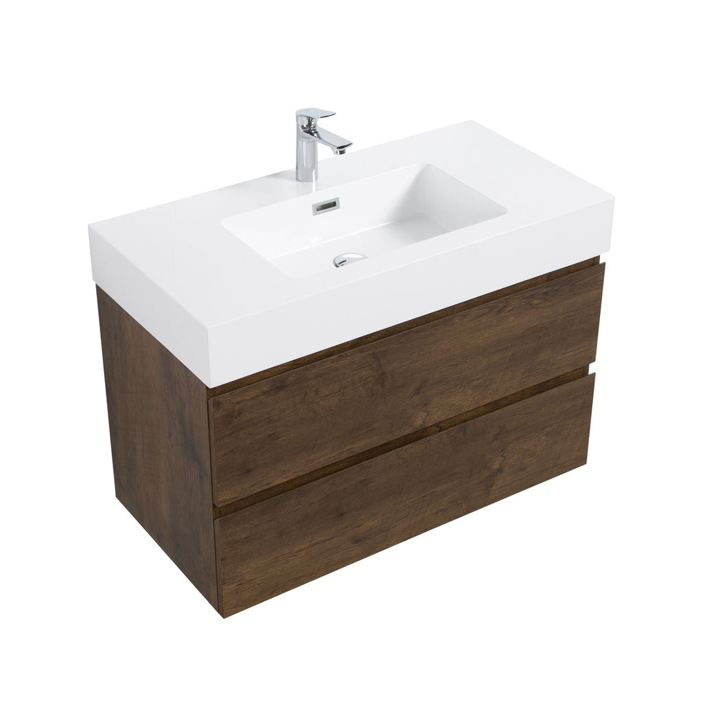 Alice Wall-Mounted Bathroom Vanity with Integrated Sink - Black or White