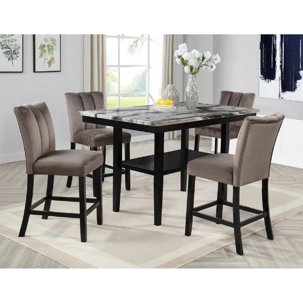 Counter Dining Table with Storage Shelf - Black