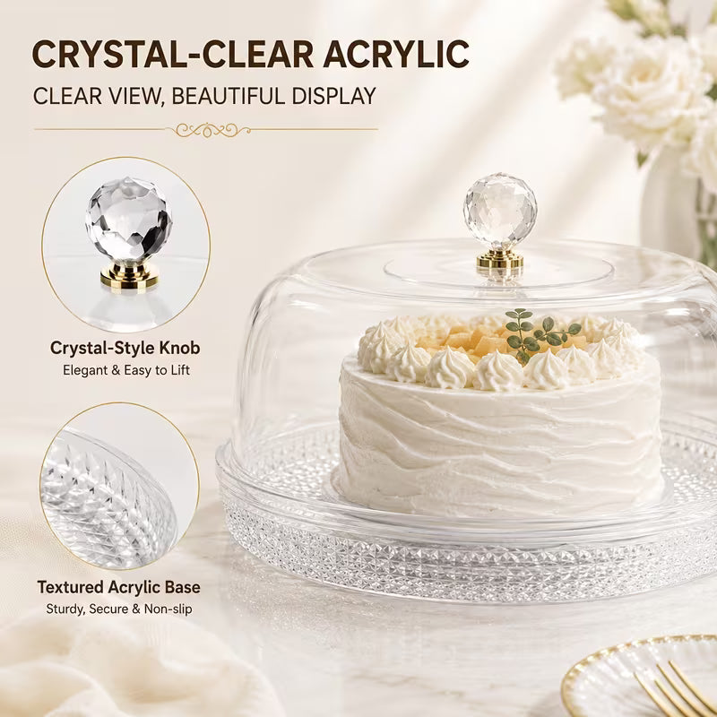 2-in-1 Cake Stand with Acrylic Dome Cover