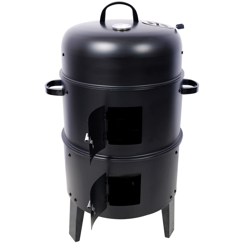 Portable Charcoal Smoker Grill For Outdoor Cooking - Black