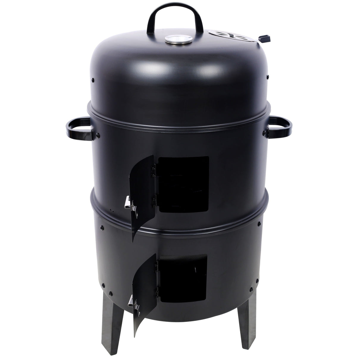 Portable Charcoal Smoker Grill For Outdoor Cooking - Black